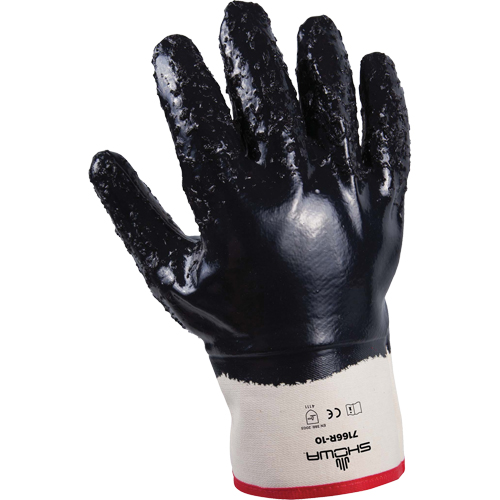 Gants 7166R Showa &agrave; prise rugueuse, 10/T-Grand, R&ecirc;vetement Mousse de nitrile, Enveloppe en Jersey/Coton Kelford