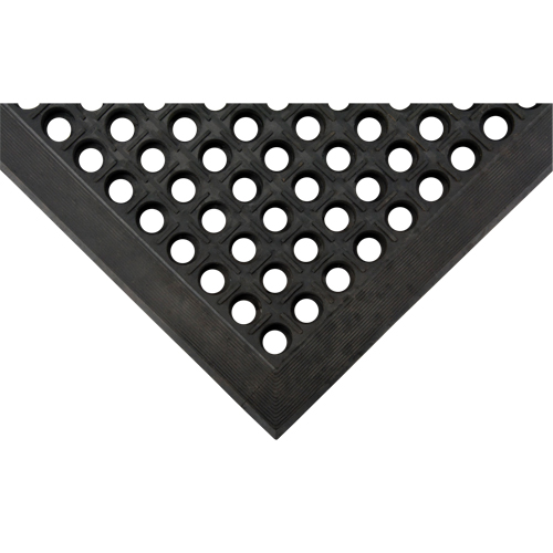 Tapis antifatigue, &agrave; fentes, 3' x 5' x 7/8", Noir, Caoutchouc naturel Kelford