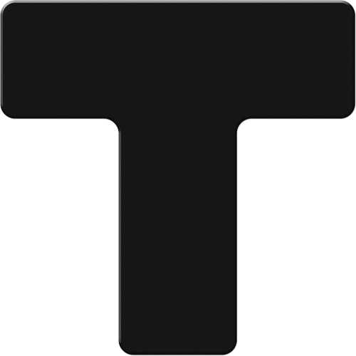 Armor Stripe Lean/5S Markers, T, 6" L x 6" W, Black, Plastic Kelford