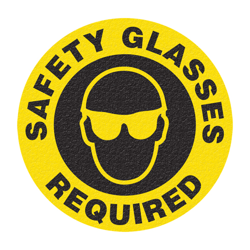 "Safety Glasses" Floor Sign, Adhesive, English with Pictogram Kelford