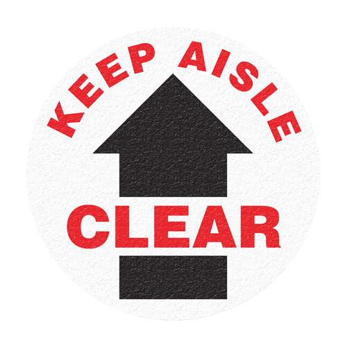 "Keep Aisle Clear" Floor Sign, Adhesive, English with Pictogram Kelford
