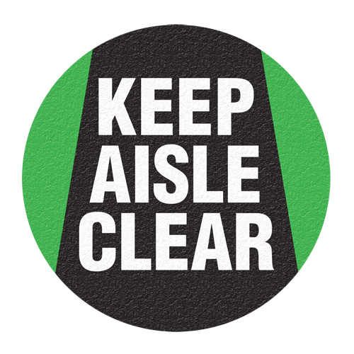 "Keep Aisle Clear" Floor Sign, Adhesive, English with Pictogram Kelford