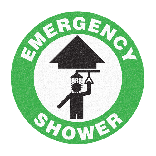 "Emergency Shower" Floor Sign, Adhesive, English with Pictogram Kelford