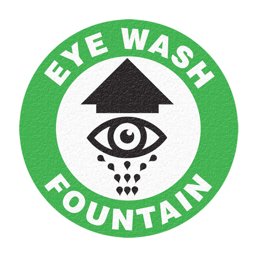 "Eye Wash Fountain" Floor Sign, Adhesive, English with Pictogram Kelford