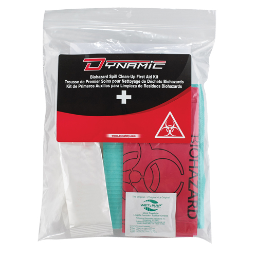 Trousse de premiers soins pour nettoyage de biorisques Dynamic, Dispositif m&eacute;dical Classe 1, Sac en plastique refermable Kelford