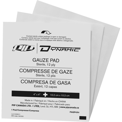 Gaze Dynamic, Tampon, 4" lo x 4" la, St&eacute;rile, Dispositif m&eacute;dical Classe 1 Kelford