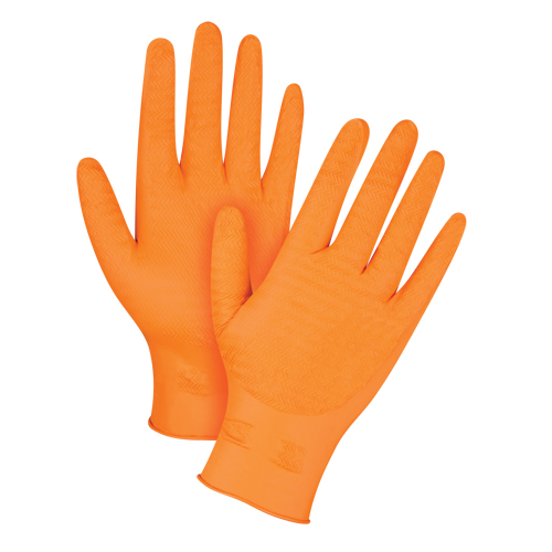 Gants de poids lourd Gripper, Grand, Nitrile, 7 mils, Sans poudre, Orange Kelford