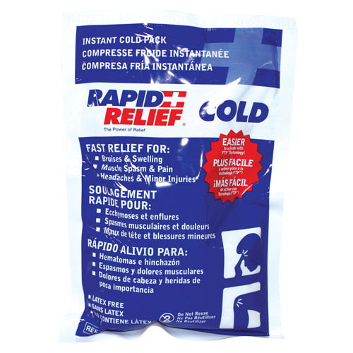 Compresse froide instantan&eacute;e Rapid Relief, Froid, Utilisation unique, 5" x 9" Kelford