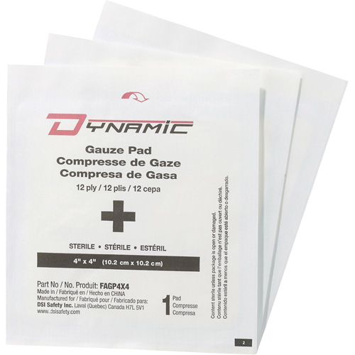 Gaze Dynamic, Tampon, 4" lo x 4" la, St&eacute;rile, Dispositif m&eacute;dical Classe 1 Kelford