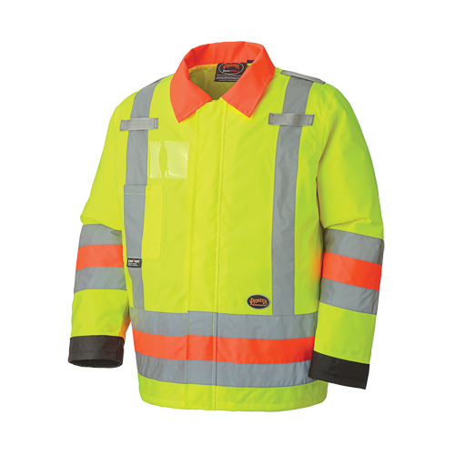 6037 Manteau de s&eacute;curit&eacute; imperm&eacute;able pour le contr&ocirc;le de la circulation, Polyester, Jaune lime haute visibilit&eacute;, T-petit Kelford