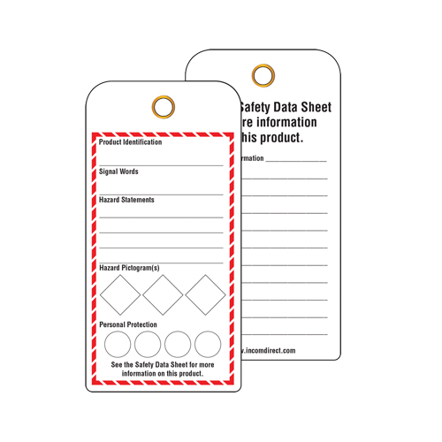 GHS Workplace Tags, Cardstock, 3" W x 6" H, English Kelford