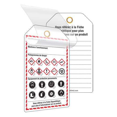 &eacute;tiquettes auto-plastifiantes pour le milieu de travail, Papier cartonn&eacute;, 3-3/8" la x 5-3/4" h, Français Kelford