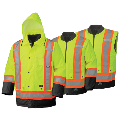 5021BB Waterproof 6-in-1 Safety Parka, High Visibility Lime-Yellow, 2X-Large Kelford
