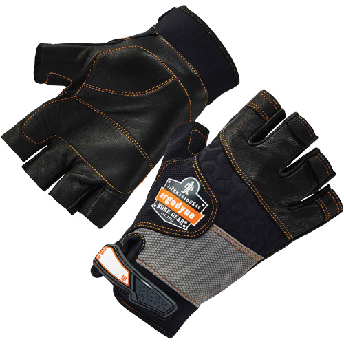 ProFlex 901 Half-Finger Leather Impact Gloves, Small, Grain Leather Palm, Hook & Loop Cuff Kelford