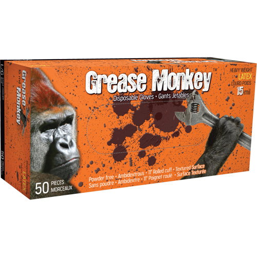 Grease Monkey&reg; Gloves, Medium, Latex, 15-mil, Powder-Free, Blue Kelford