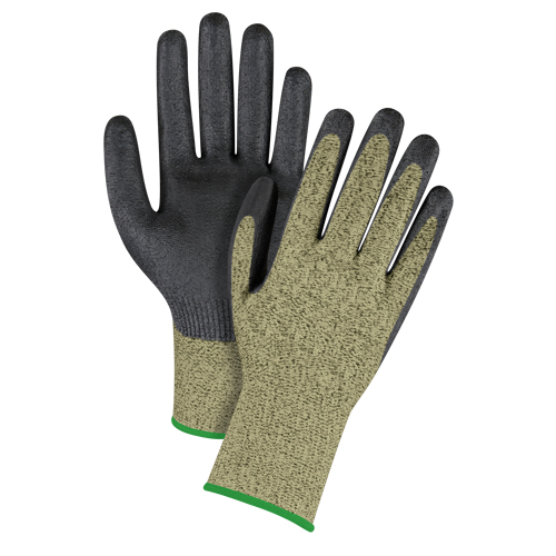 Gants &eacute;lastiques sans coutures r&eacute;sistants &agrave; la coupe noir & jaune, Taille Moyen/8, Calibre 13, Rev&ecirc;tement Mousse de nitrile, Enveloppe en Aramide, ASTM ANSI niveau A6 Kelford
