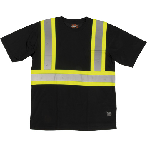 Short-Sleeved Safety T-Shirt with Pocket, Polyester, Large, Black Kelford