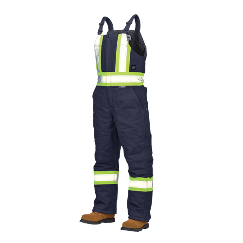 Duck Lined Safety Overalls, Cotton, Large, Navy Blue Kelford