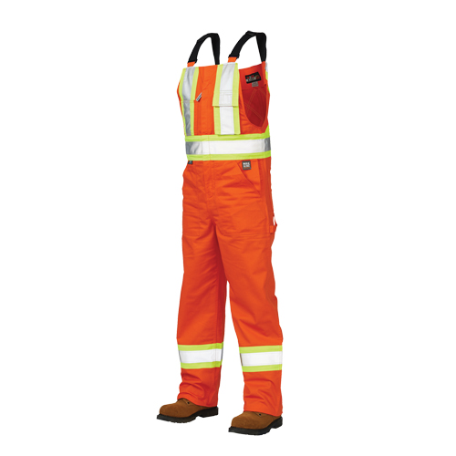 Salopettes de s&eacute;curit&eacute; non doubl&eacute;e, Poly-coton, Grand, Orange haute visibilit&eacute; Kelford