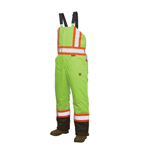 Lined Safety Overalls, Polyester/Polyurethane, Large, High Visibility Lime-Yellow Kelford