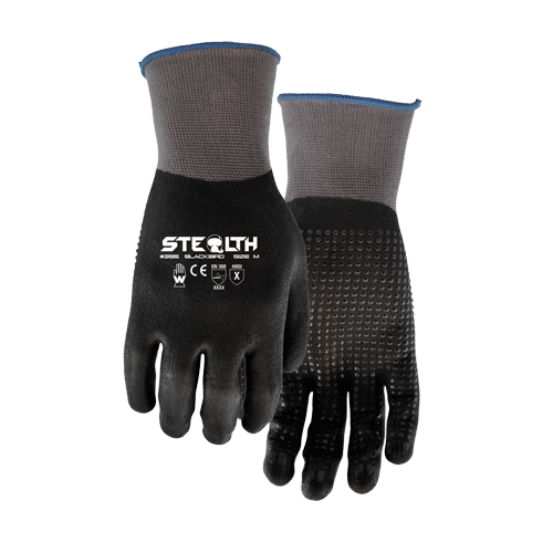 Gants 395 Stealth Blackbird, 9/Grand, R&ecirc;vetement Mousse de nitrile, Calibre 15, Enveloppe en Nylon Kelford