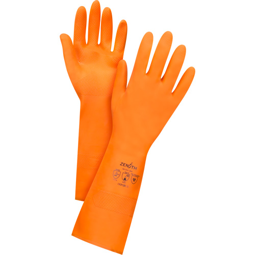 Gants orange de premi&egrave;re qualit&eacute; r&eacute;sistants aux produits chimiques, Taille Petit/7, 13" lo, Latex de caoutchouc, Doublure en Ouat&eacute;e, 28 mils Kelford