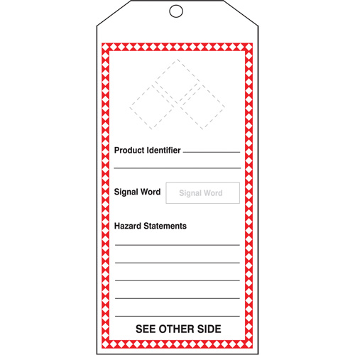 GHS Jumbo Safety Tag, Cardstock, 3-7/8" W x 8-1/2" H, English Kelford