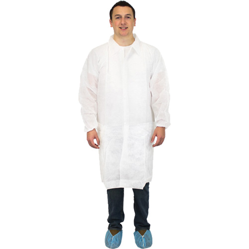 Sarreau de laboratoire, Polypropyl&egrave;ne, Blanc, Grand Kelford