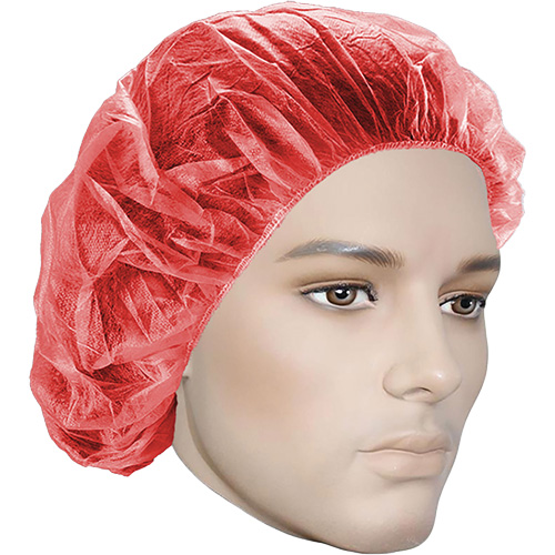 Bonnets bouffants, Polypropyl&egrave;ne, 21", Rouge Kelford