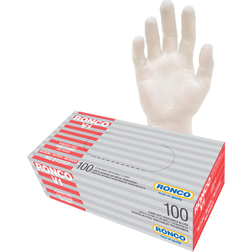 Gants jetables, Moyen, Vinyle, 3 mils, Sans poudre, Transparent Kelford