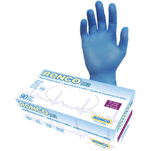 Gants jetables, 2T-Grand, Nitrile, 4 mils, Sans poudre, Bleu Kelford