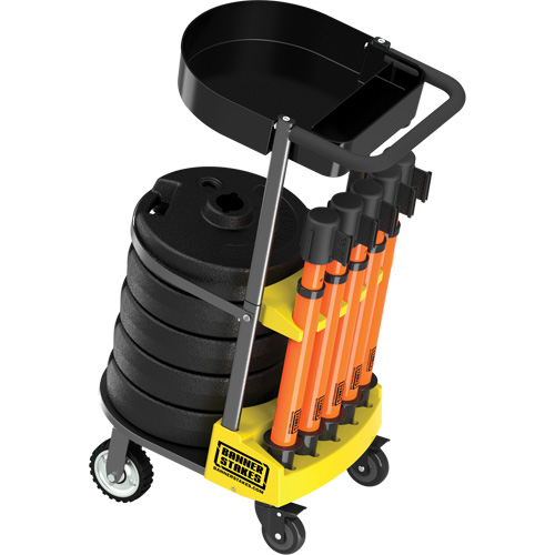 PLUS Barrier Post Cart Kit with Tray, 75' L, Metal, Orange Kelford