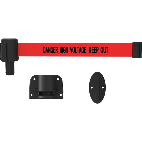 PLUS Wall Mount Barrier System, Plastic, Screw Mount, 15', Red Tape Kelford