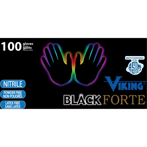 34605 Forte Disposable Gloves, Small, Nitrile, 6-mil, Powder-Free, Black Kelford