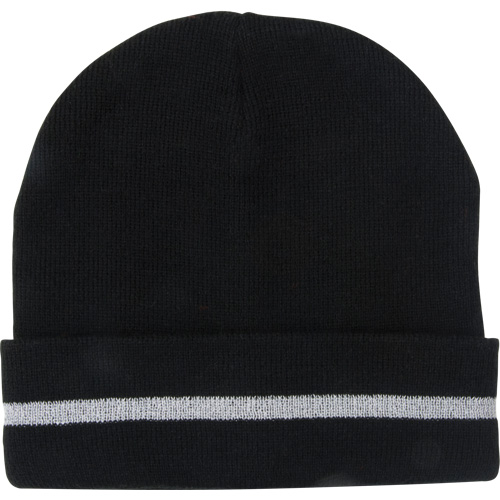 Knit Hat with Silver Reflective Stripe, One Size, Black Kelford