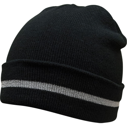 Knit Hat with Silver Reflective Stripe, One Size, Black Kelford