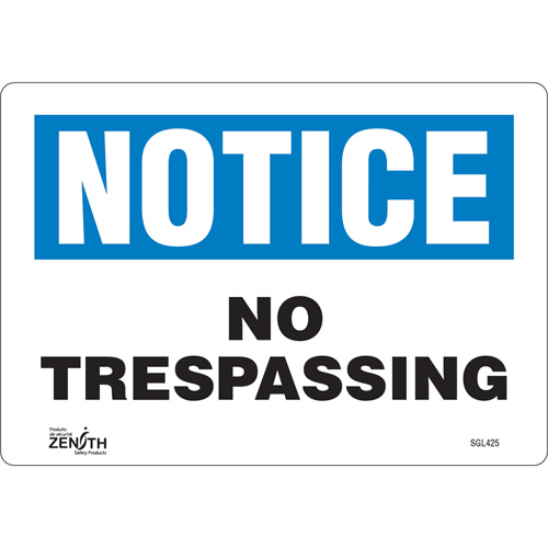 "No Trespassing" Sign, 7" x 10", Vinyl, English Kelford