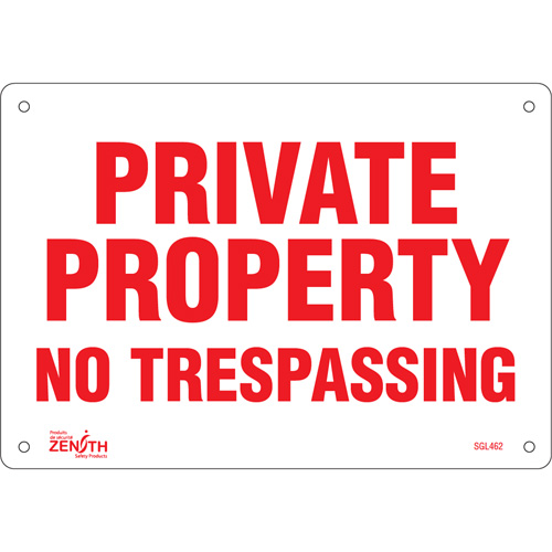 "Private Property" Sign, 7" x 10", Plastic, English Kelford