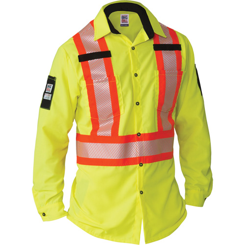 Chemise &agrave; manches longues haute visibilit&eacute; ind&eacute;chirable, Polyester, 2T-Grand, Jaune lime haute visibilit&eacute; Kelford