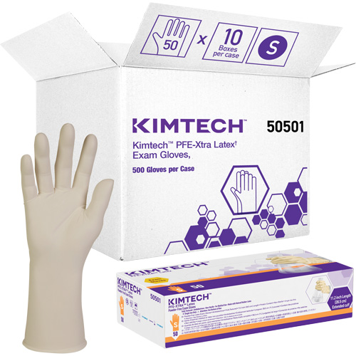 Kimtech XTRA-PFE Medical Gloves, Small, Latex, 6-mil, Powder-Free, White, Class 2 Kelford