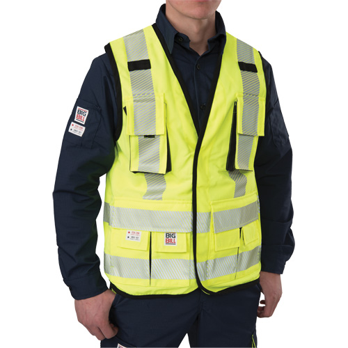 Ripstop Surveyor's Vest, High Visibility Lime-Yellow, Small, Polyester Kelford