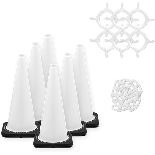 Traffic Cone & Chain Kit, 28", White Kelford