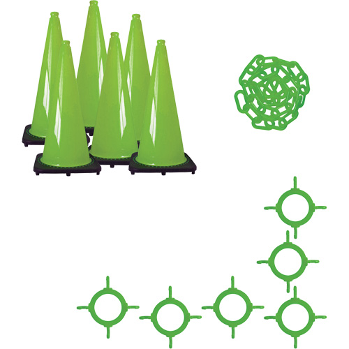 Traffic Cone & Chain Kit, 36", Green Kelford