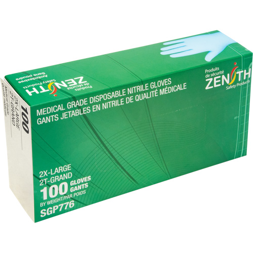 Puncture-Resistant Medical-Grade Disposable Gloves, 2X-Large, Nitrile, 4.5-mil, Powder-Free, Blue, Class 2 Kelford