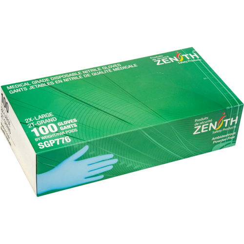 Puncture-Resistant Medical-Grade Disposable Gloves, 2X-Large, Nitrile, 4.5-mil, Powder-Free, Blue, Class 2 Kelford