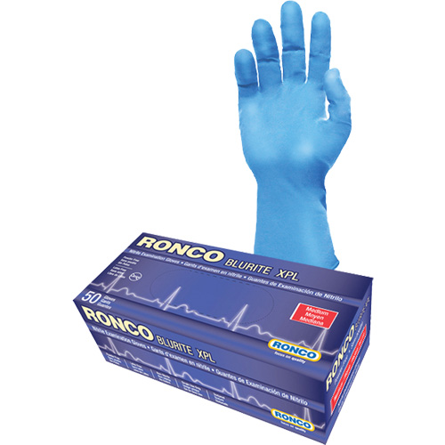 Blurite XPL Examination Gloves, Small, Nitrile, 8-mil, Powder-Free, Blue, Class 2 Kelford