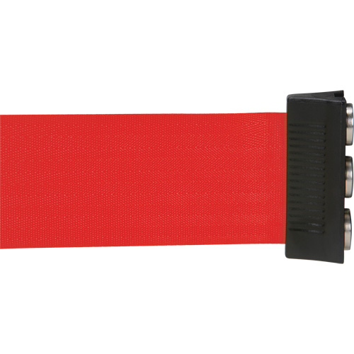 Barri&egrave;re &agrave; fixation murale avec ruban magn&eacute;tique, Acier, Fixation par vis, 12', Ruban Rouge Kelford