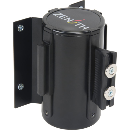 Wall Mount Barrier with Magnetic Tape, Steel, Screw Mount, 7', Black and Yellow Tape Kelford