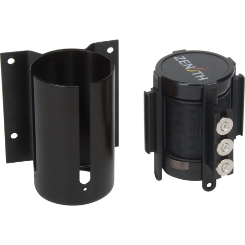 Wall Mount Barrier with Magnetic Tape, Steel, Screw Mount, 12', Black Tape Kelford