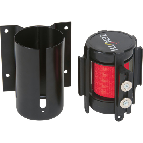 Barri&egrave;re &agrave; fixation murale avec ruban magn&eacute;tique, Acier, Fixation par vis, 7', Ruban Rouge Kelford